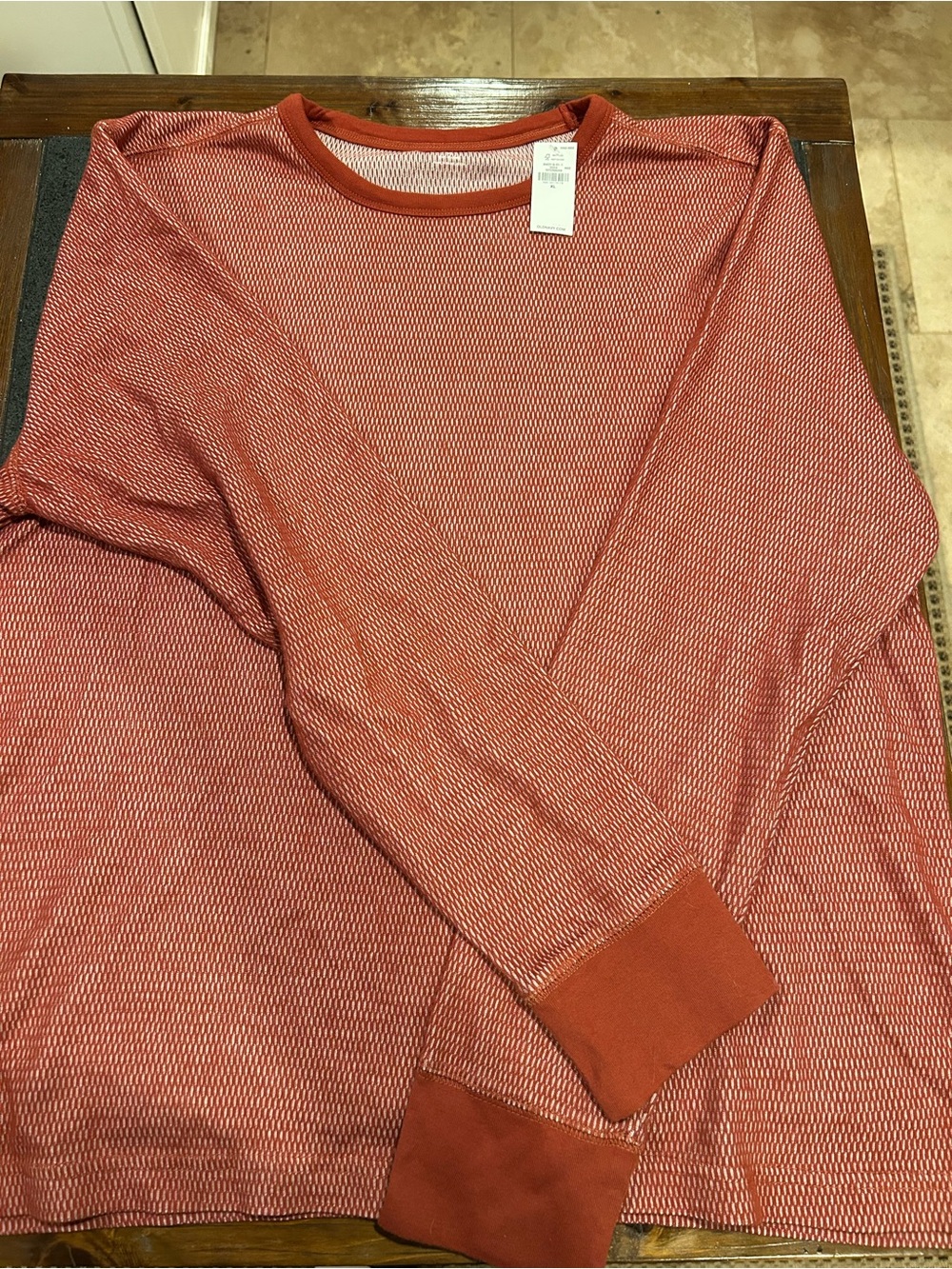 Old Navy Rust Red Textured Waffle Crewneck Top